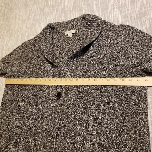 CJ Banks Sweater Womens Plus Size 3X Black White Cardigan Fall Short Sleeve - Picture 7 of 11